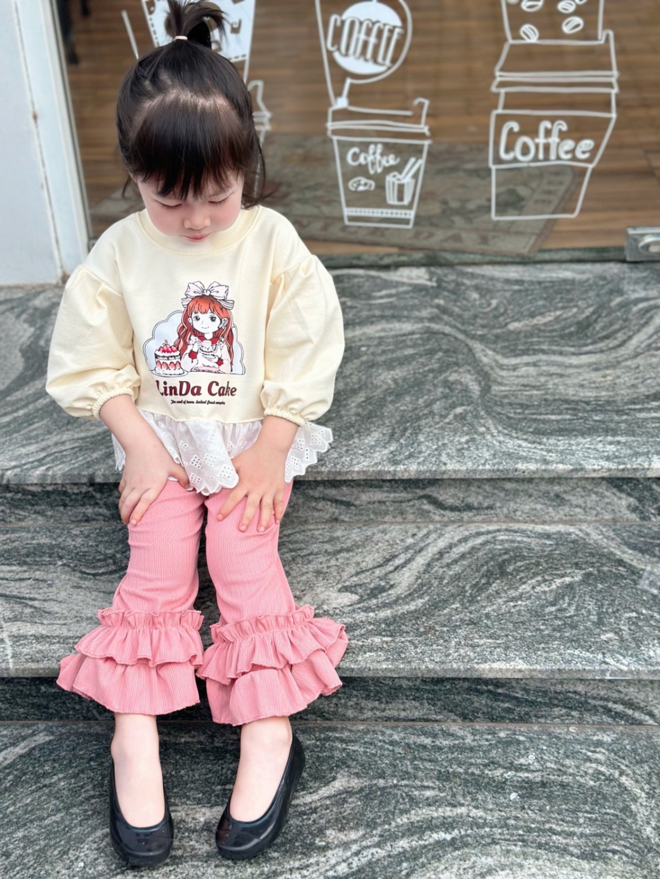 Bg817- sét áo linda cake quần tăm gấu bèo cho bé