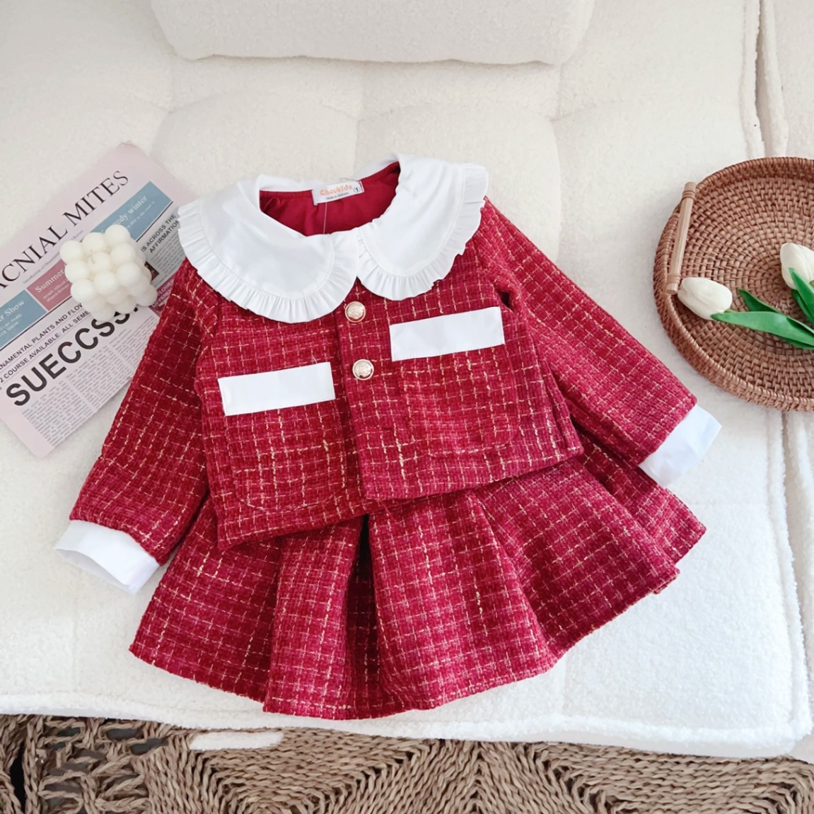 Bg819 sét dạ đỏ mềm ck cho bé