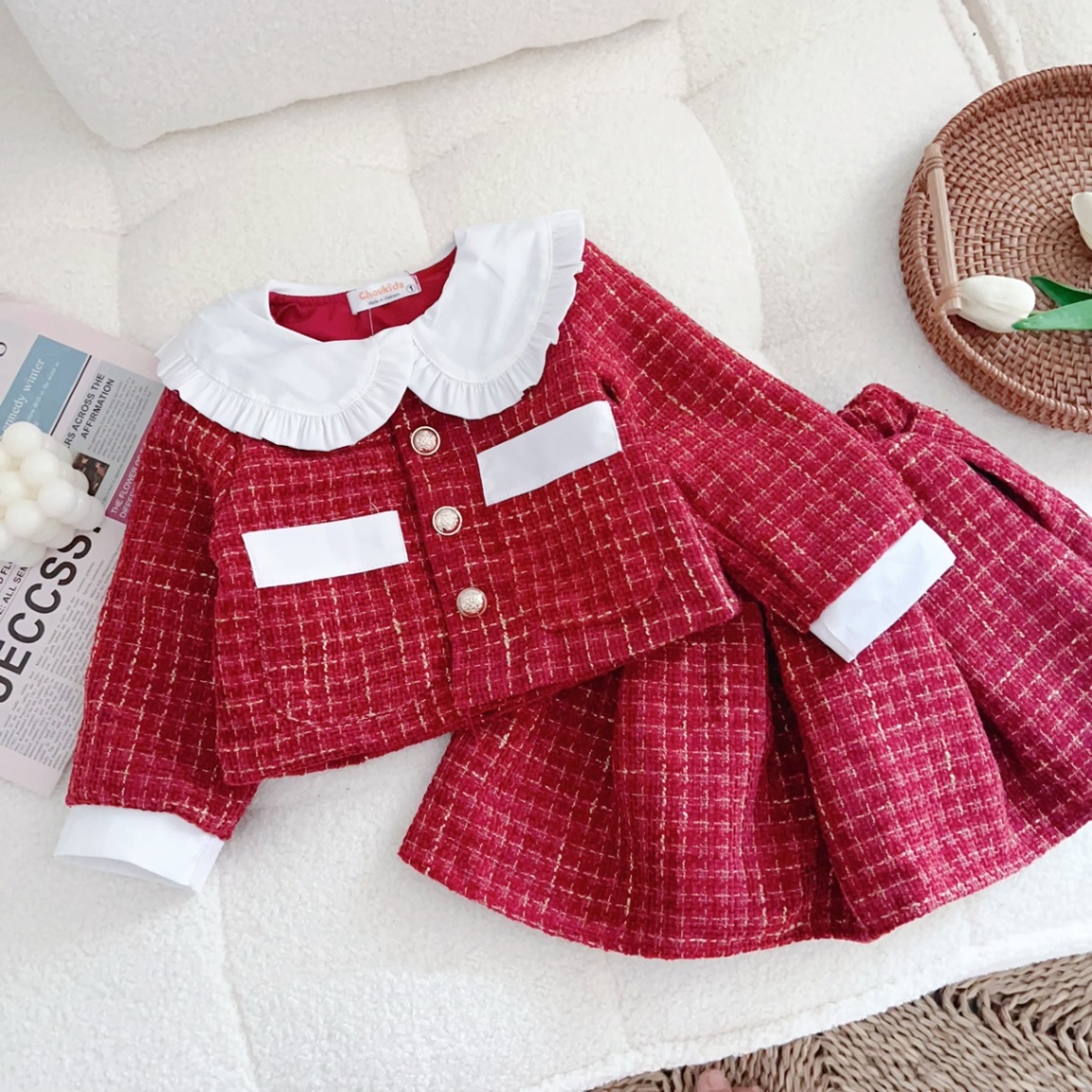 Bg819 sét dạ đỏ mềm ck cho bé
