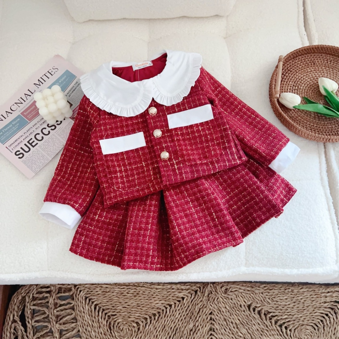 Bg819 sét dạ đỏ mềm ck cho bé