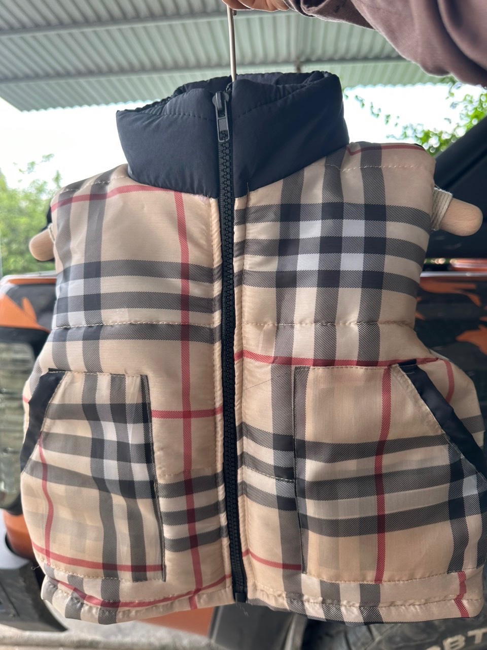Áo gile phao kẻ bbr cho bé