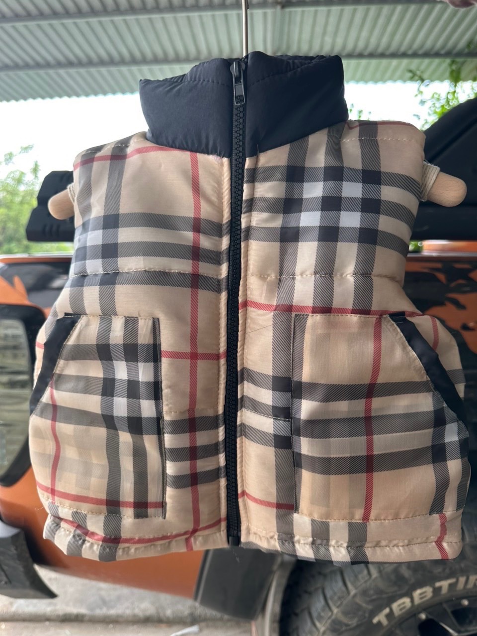 Áo gile phao kẻ bbr cho bé