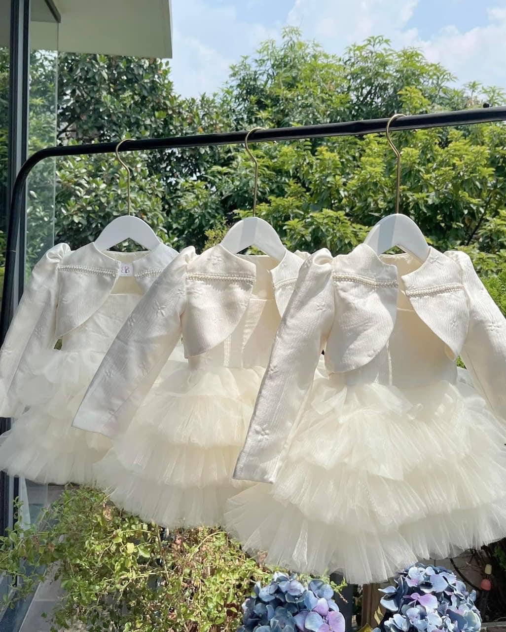 Bg825- váy ren tầng kèm khoác ngoài cho bé