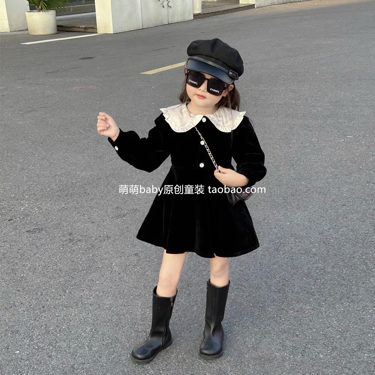 Bg823- váy nhung đen mk cho bé
