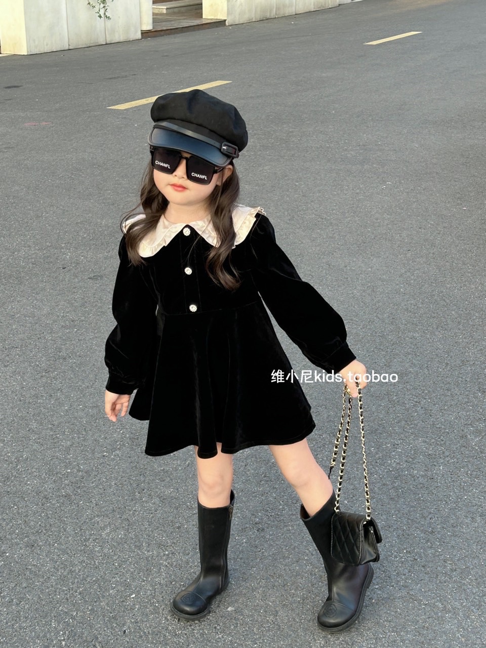 Bg823- váy nhung đen mk cho bé