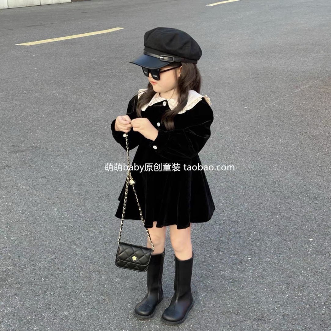 Bg823- váy nhung đen mk cho bé