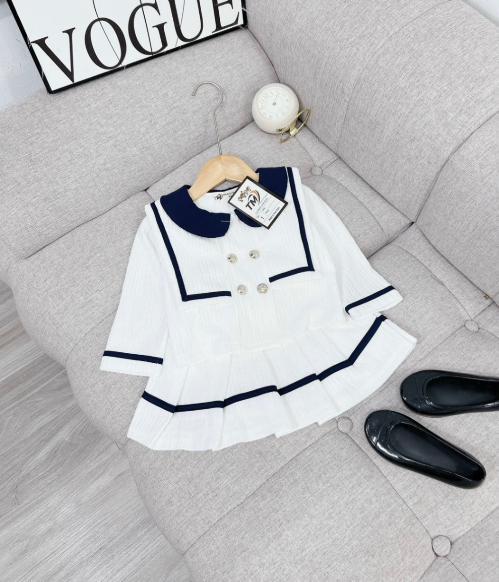 Bg828- sét bộ vest trắng hàng shop bé gái