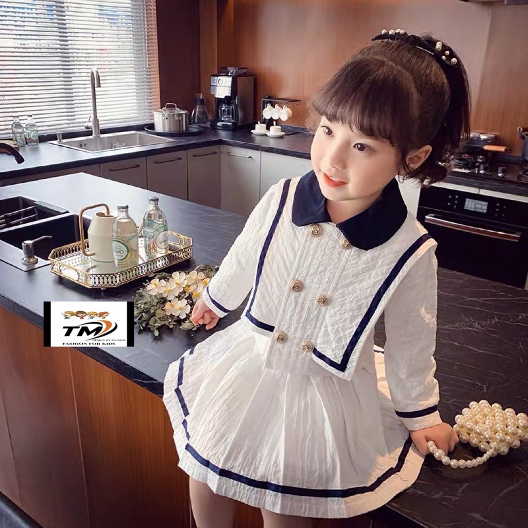 Bg828- sét bộ vest trắng hàng shop bé gái