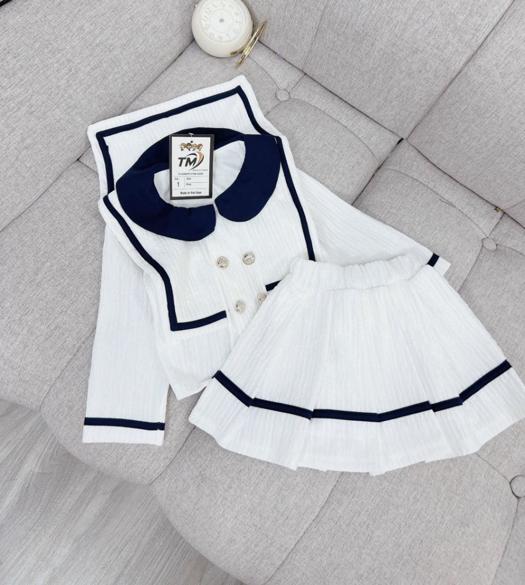 Bg828- sét bộ vest trắng hàng shop bé gái