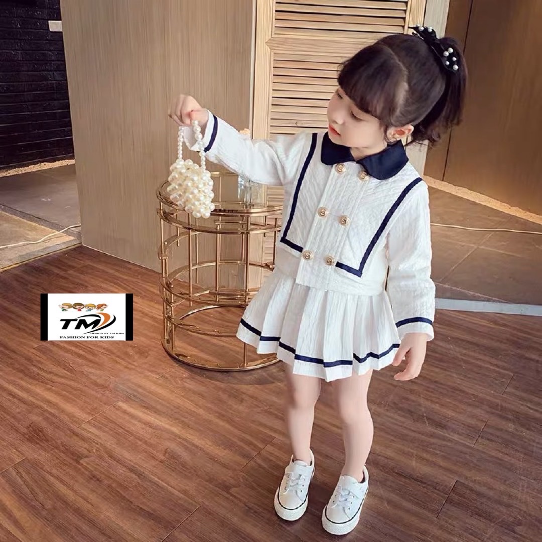 Bg828- sét bộ vest trắng hàng shop bé gái