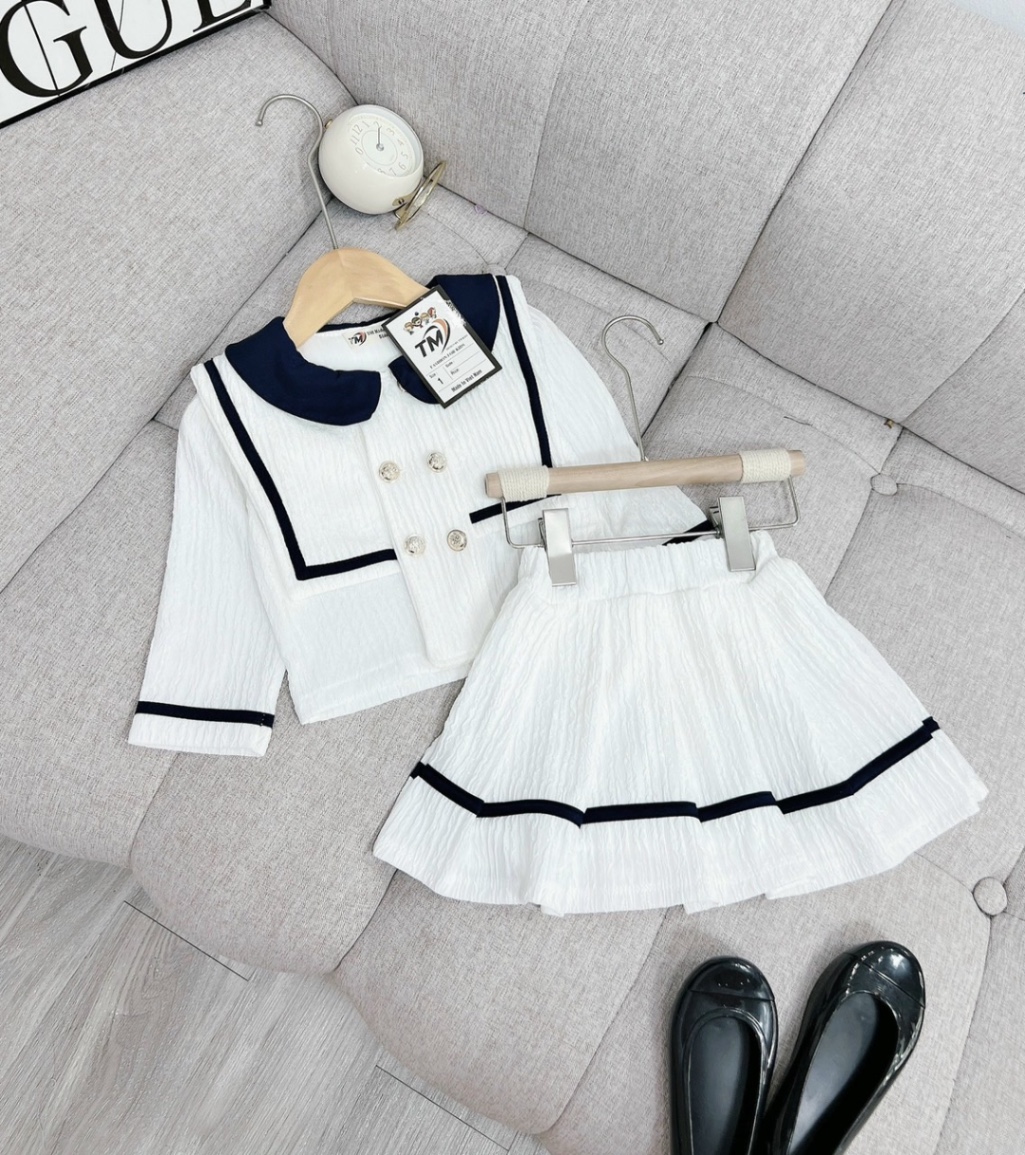 Bg828- sét bộ vest trắng hàng shop bé gái