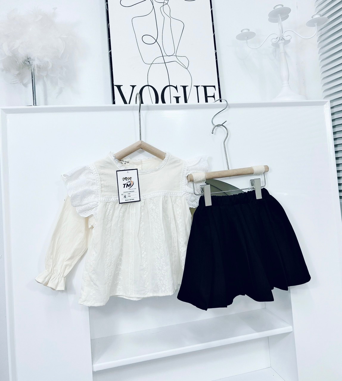 Bg841- sét áo babydoll cv đen tm cho bé
