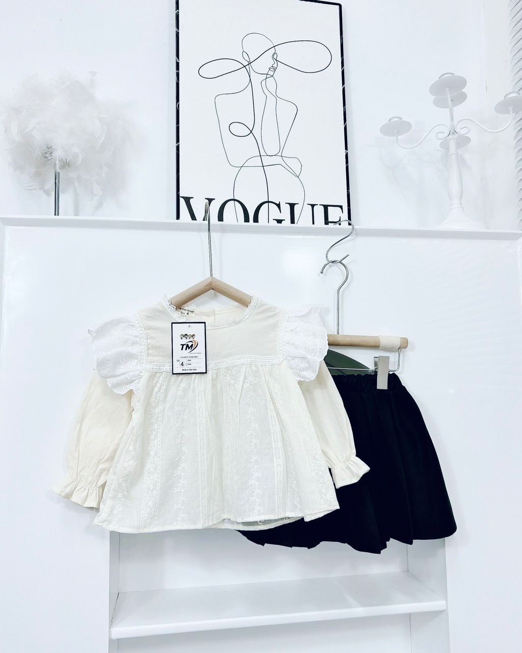 Bg841- sét áo babydoll cv đen tm cho bé