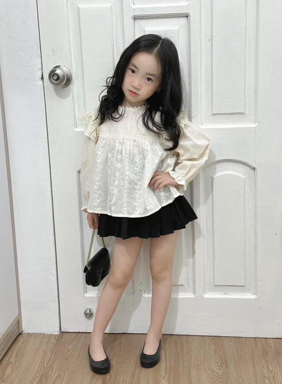 Bg841- sét áo babydoll cv đen tm cho bé