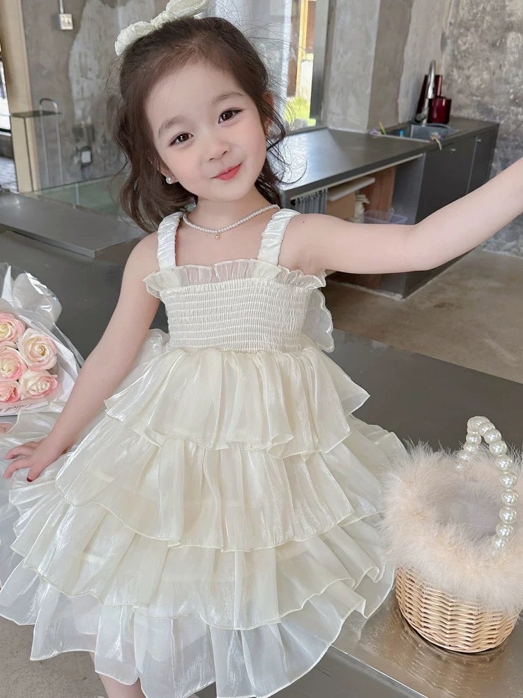 Váy 2 dây tơ bóng cánh bướm cho bé