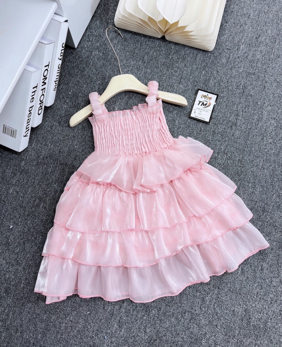 Váy 2 dây tơ bóng cánh bướm cho bé