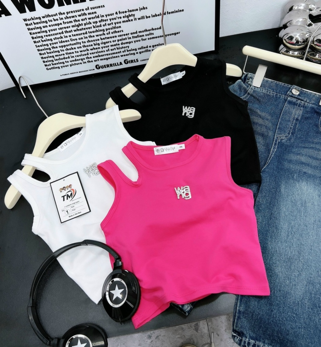 Bộ áo hở vai wang quần bò loe cho bé