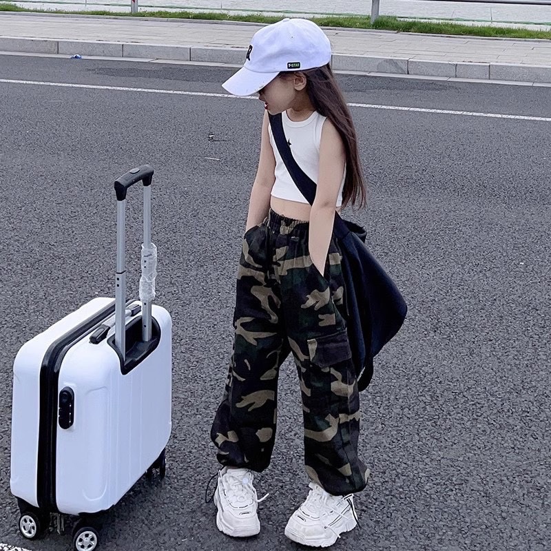 G43- áo tắng croptop quần hiphop rằn ri cho bé