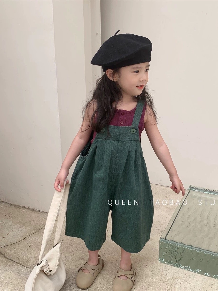Sét yếm bò kèm áo tăm hồng tk cho bé