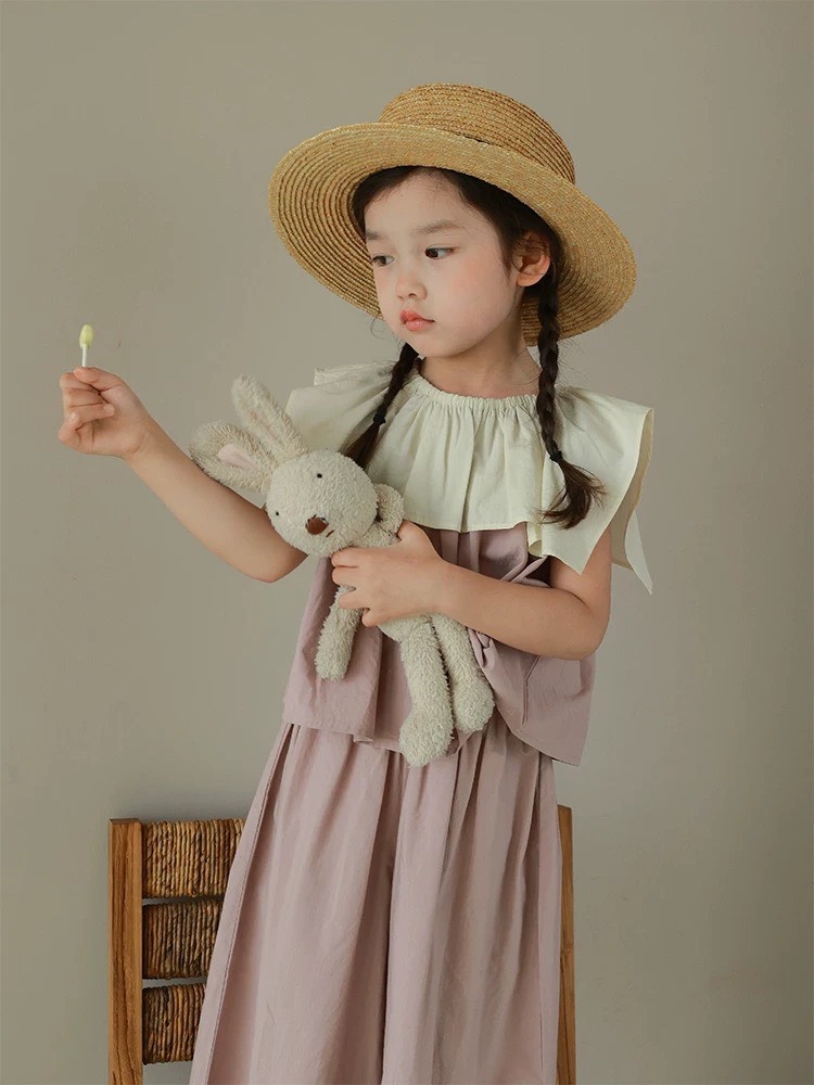 Sét áo đũi hồng cổ kem cho bé
