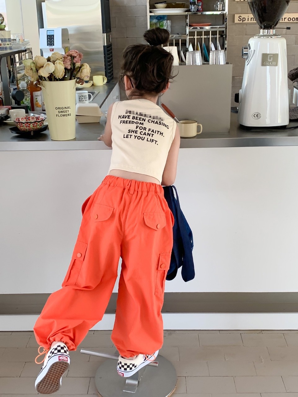 sét 3 chi tiết cam croptop kèm mũ cho bé
