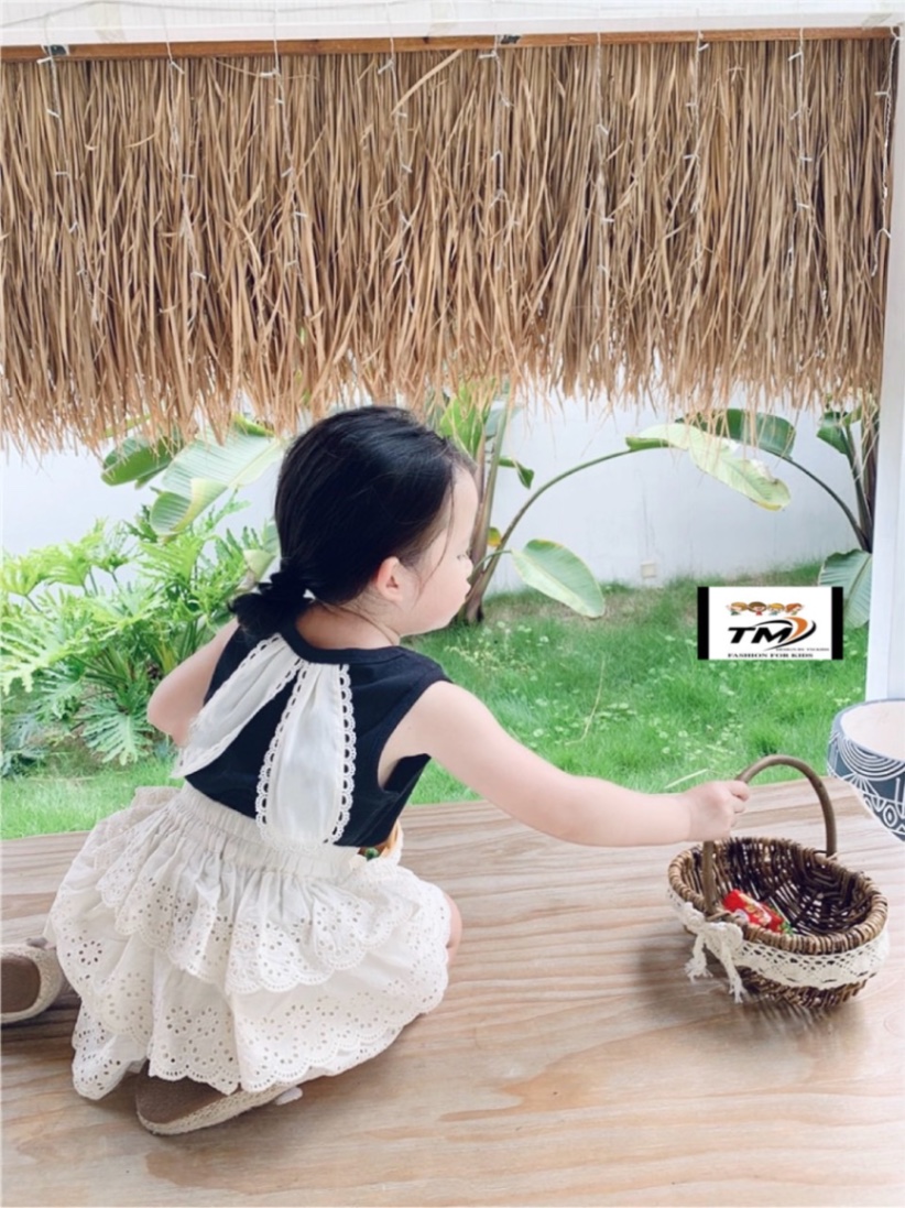 Sét áo tai thỏ cv tầng trắng cho bé