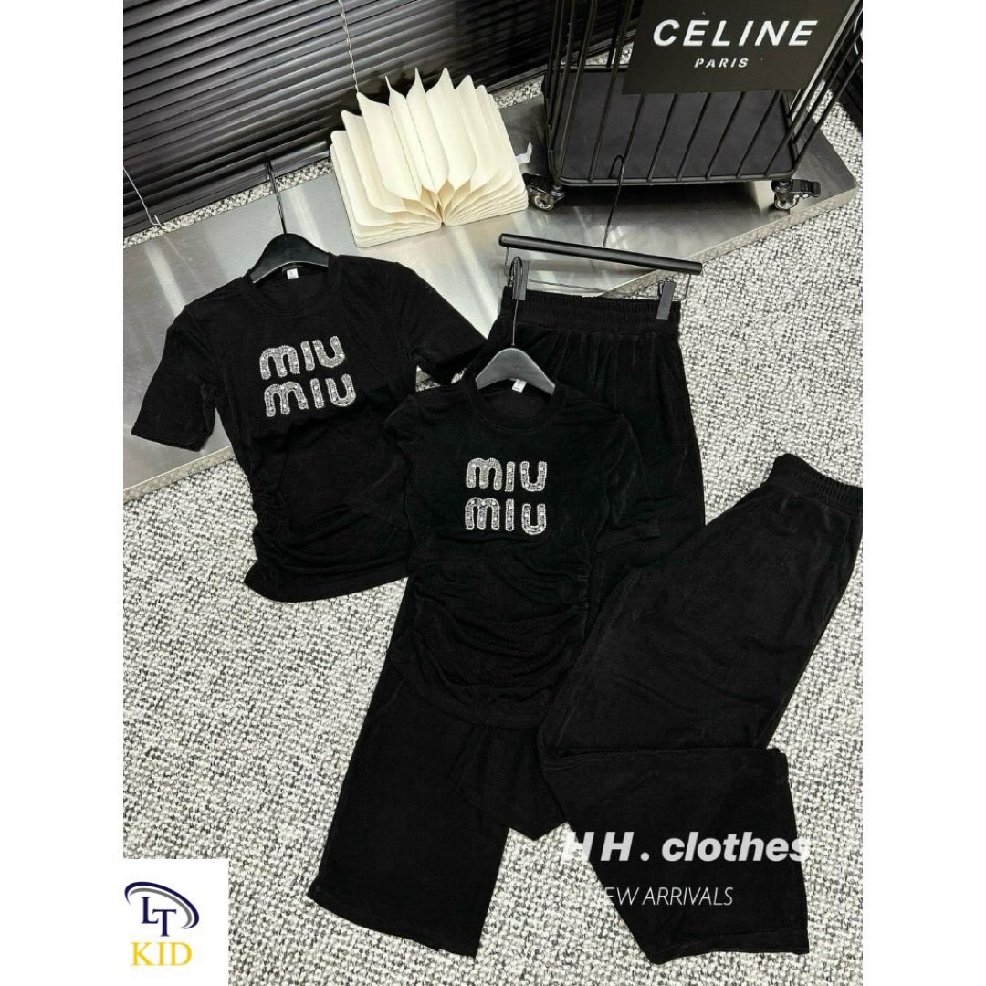 Sét bộ miu đính đá đen cho bé