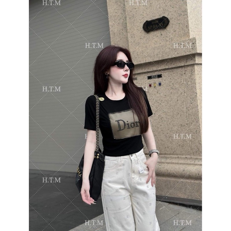 Bộ áo dì o croptop viền đá cv bò bé gái