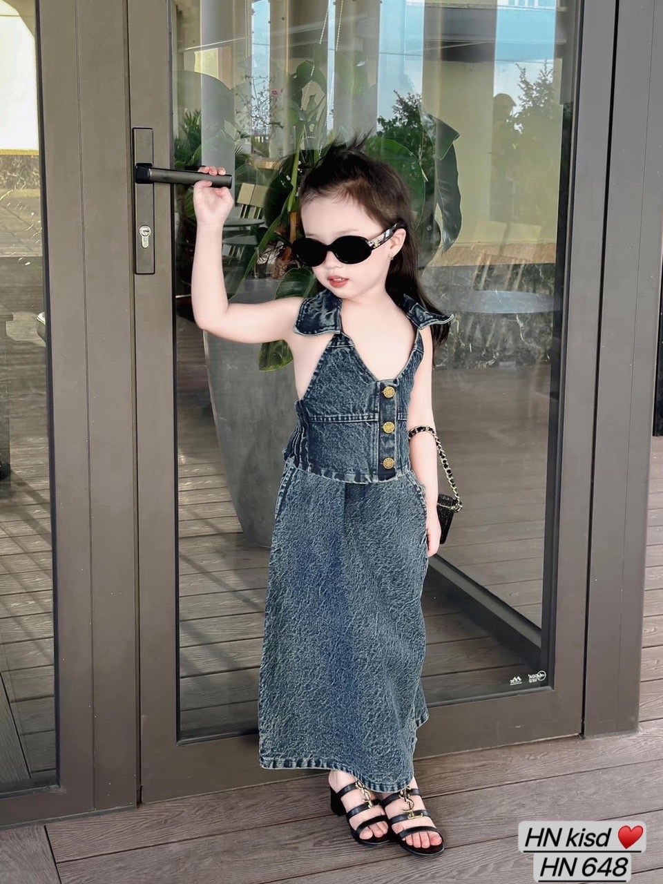 Áo bò cổ yếm cv dài bé gái hn