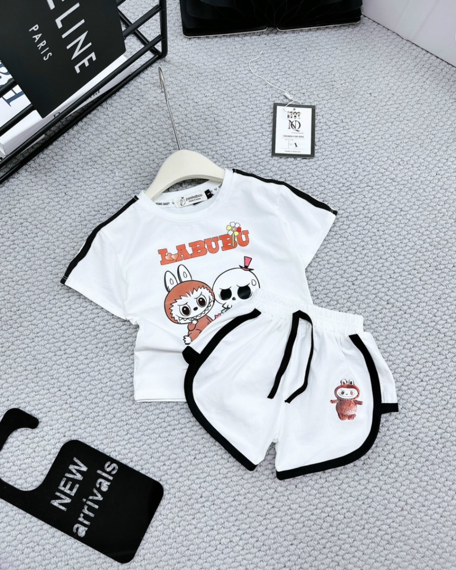 Sét bộ áo babubu quần sooc cho bé trai gái tm