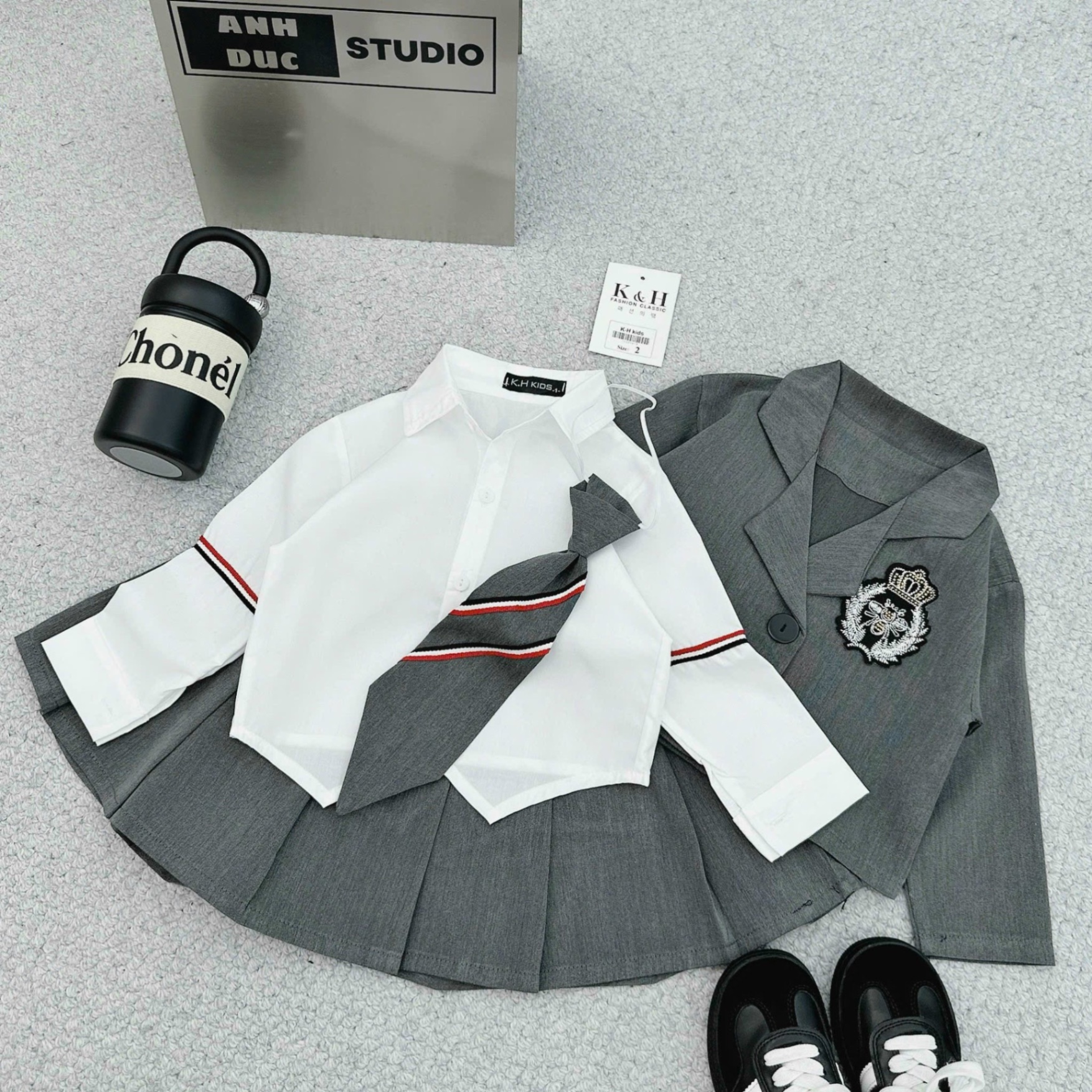 Sét 4 chi tiết vest style hàn quốc bé gái