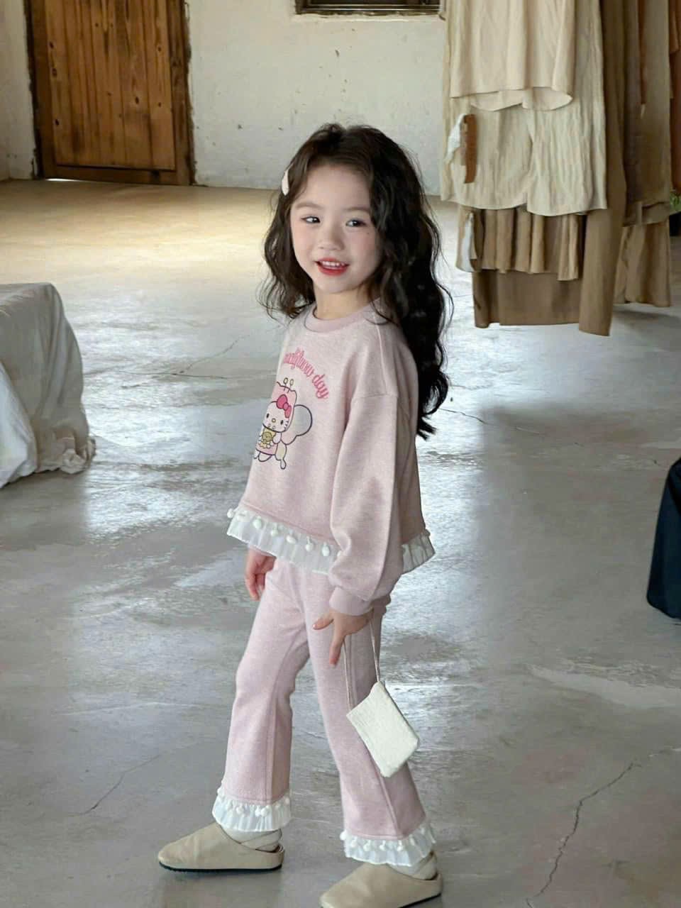 Sét hồng tăm zip kitty xk bé gái