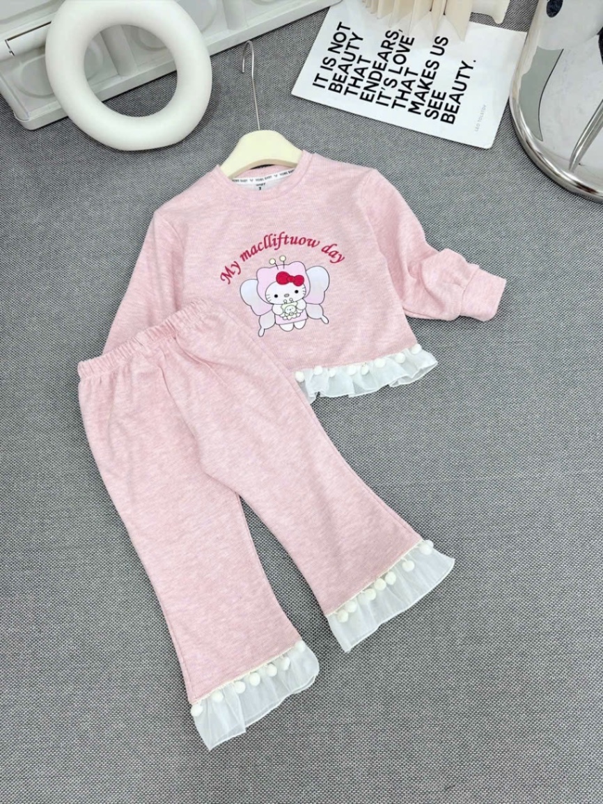 Sét hồng tăm zip kitty xk bé gái