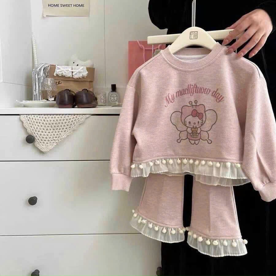 Sét hồng tăm zip kitty xk bé gái