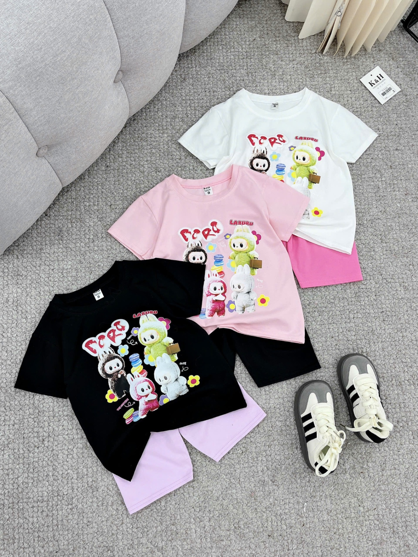 Sét áo labubu quần legging cho bé gái