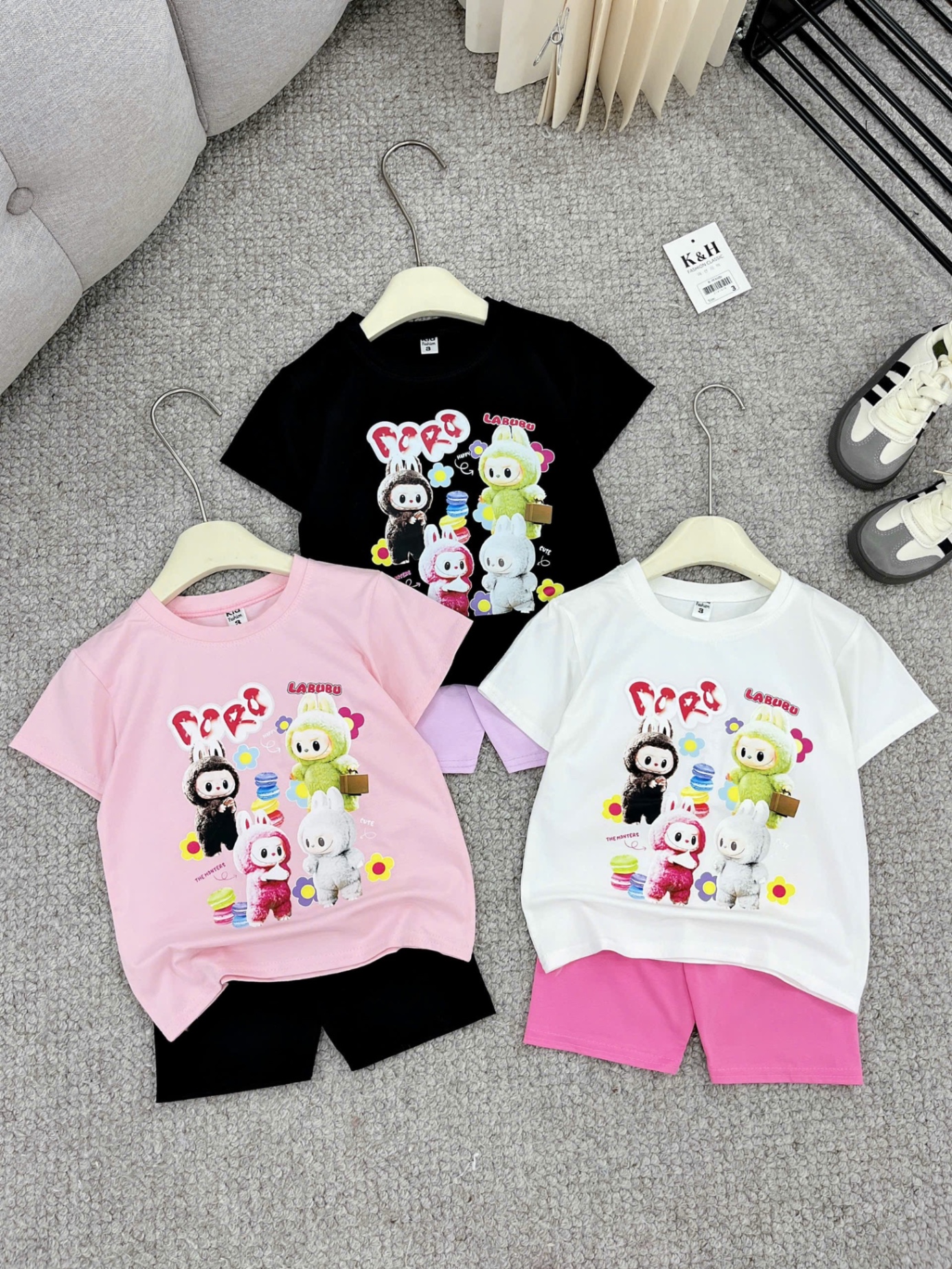 Sét áo labubu quần legging cho bé gái
