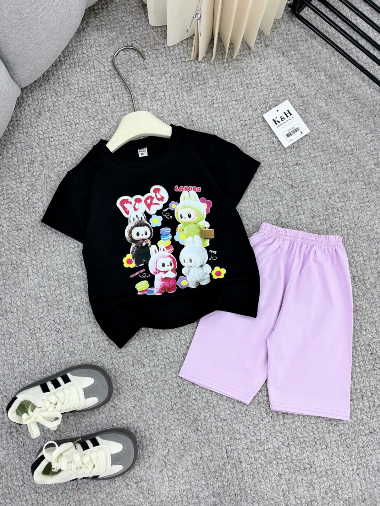 Sét áo labubu quần legging cho bé gái