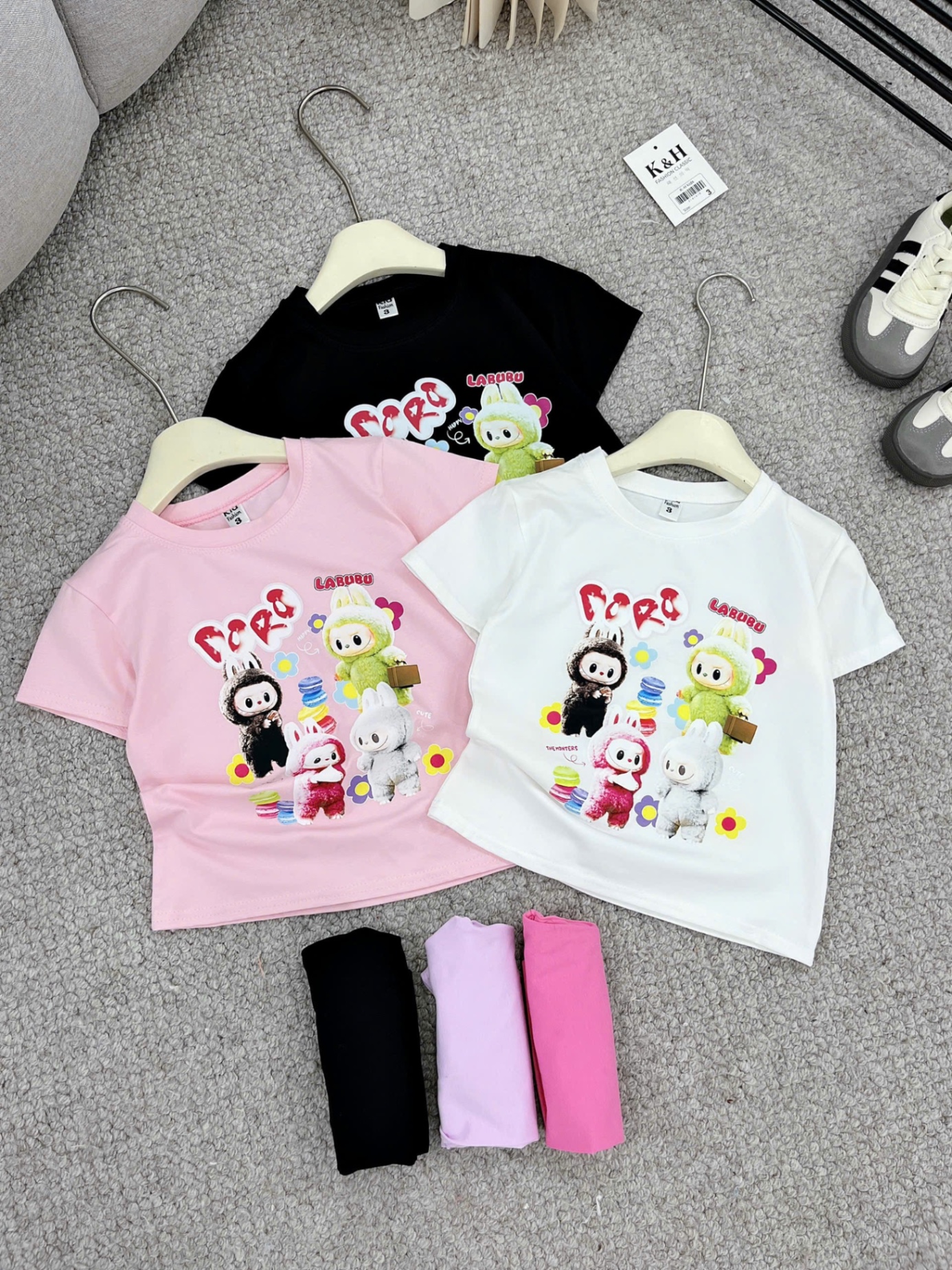 Sét áo labubu quần legging cho bé gái