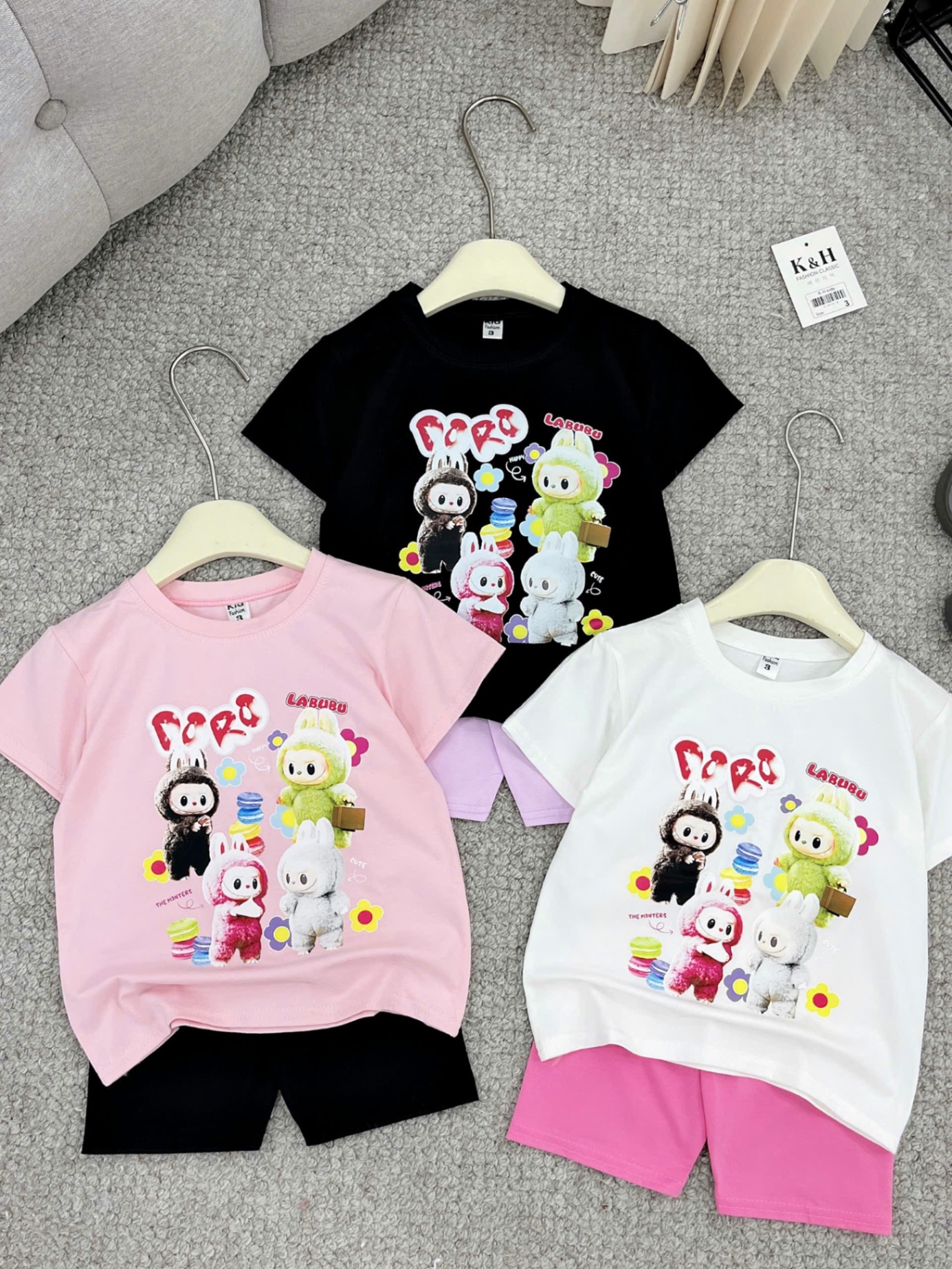Sét áo labubu quần legging cho bé gái