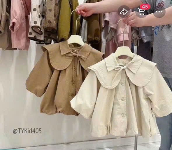 Áo khoác boom nâu kem cho bé gái