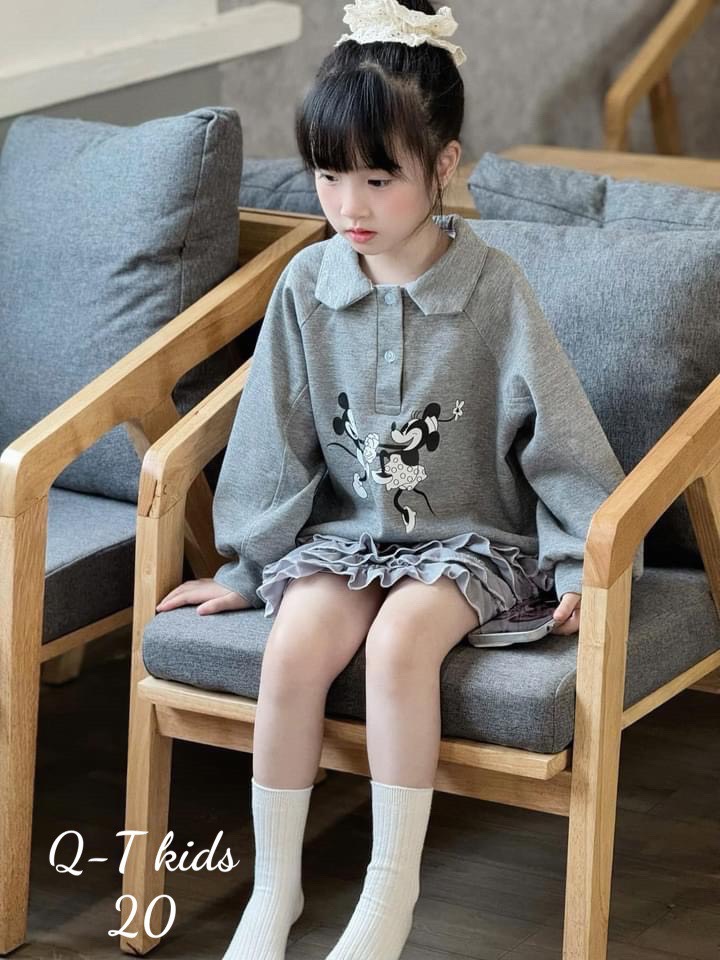 Váy tầng micky hồng ghi cho bé gái