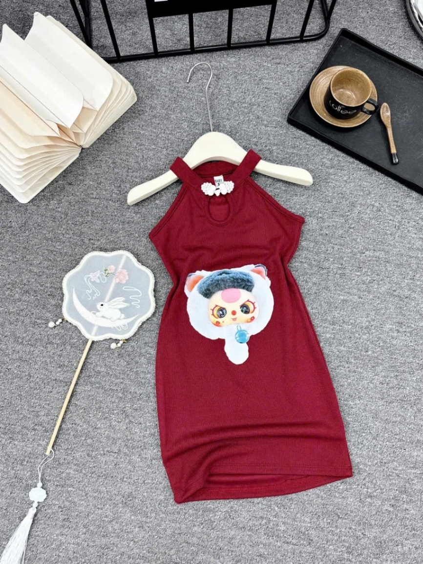 Váy đỏ baby three body bé gái