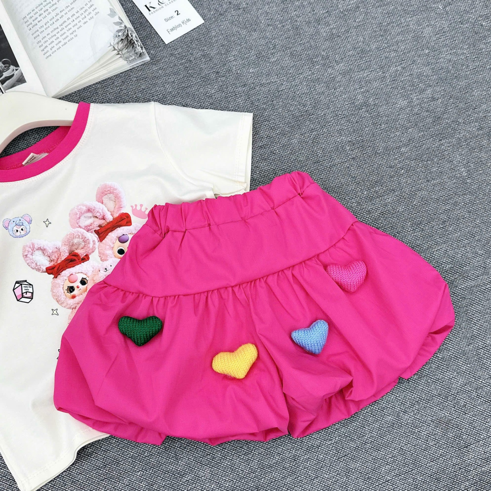 Sét áo babythree cv bồng hồng bé gái