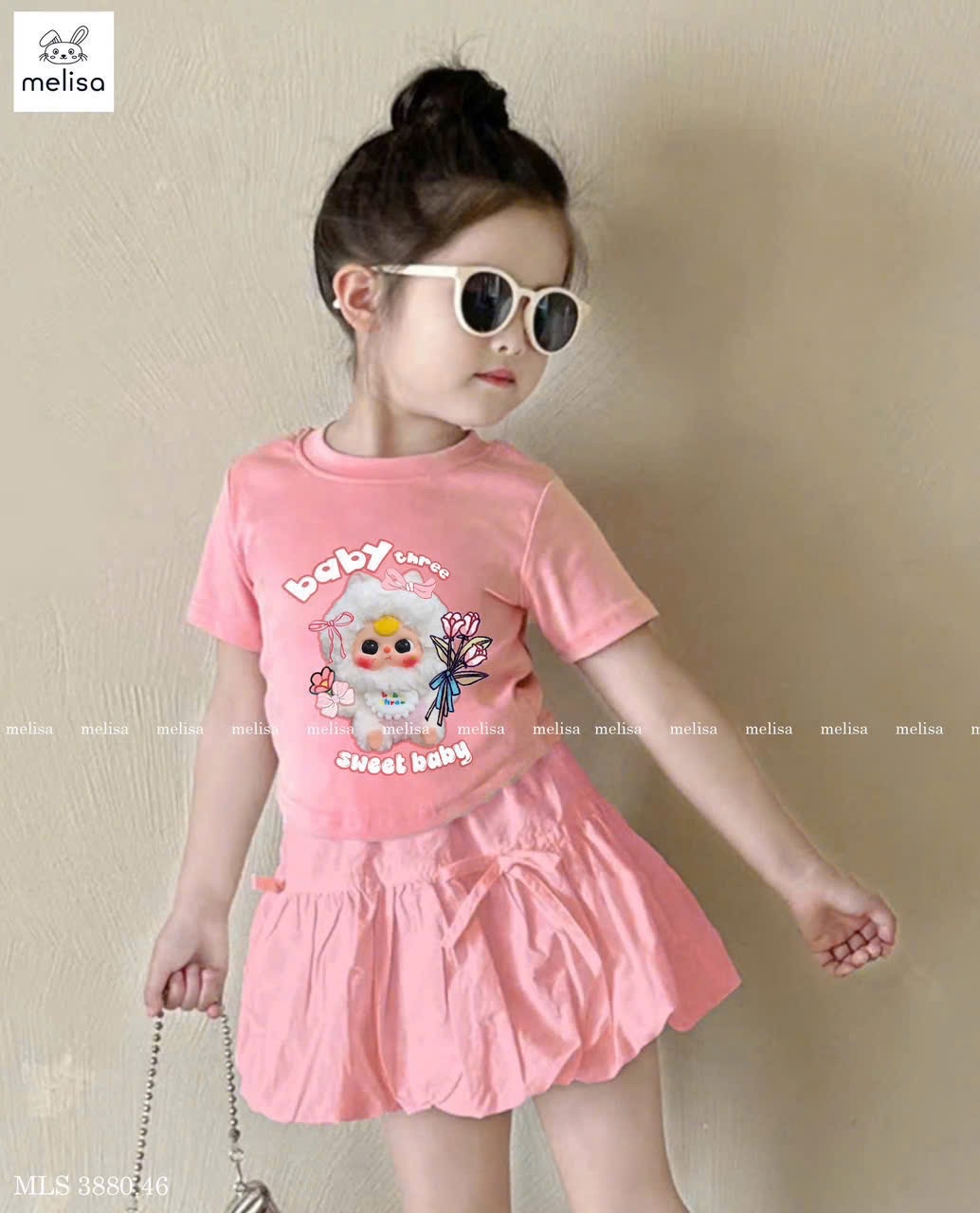 Sét bộ hồng babythree cv bồng bé gái