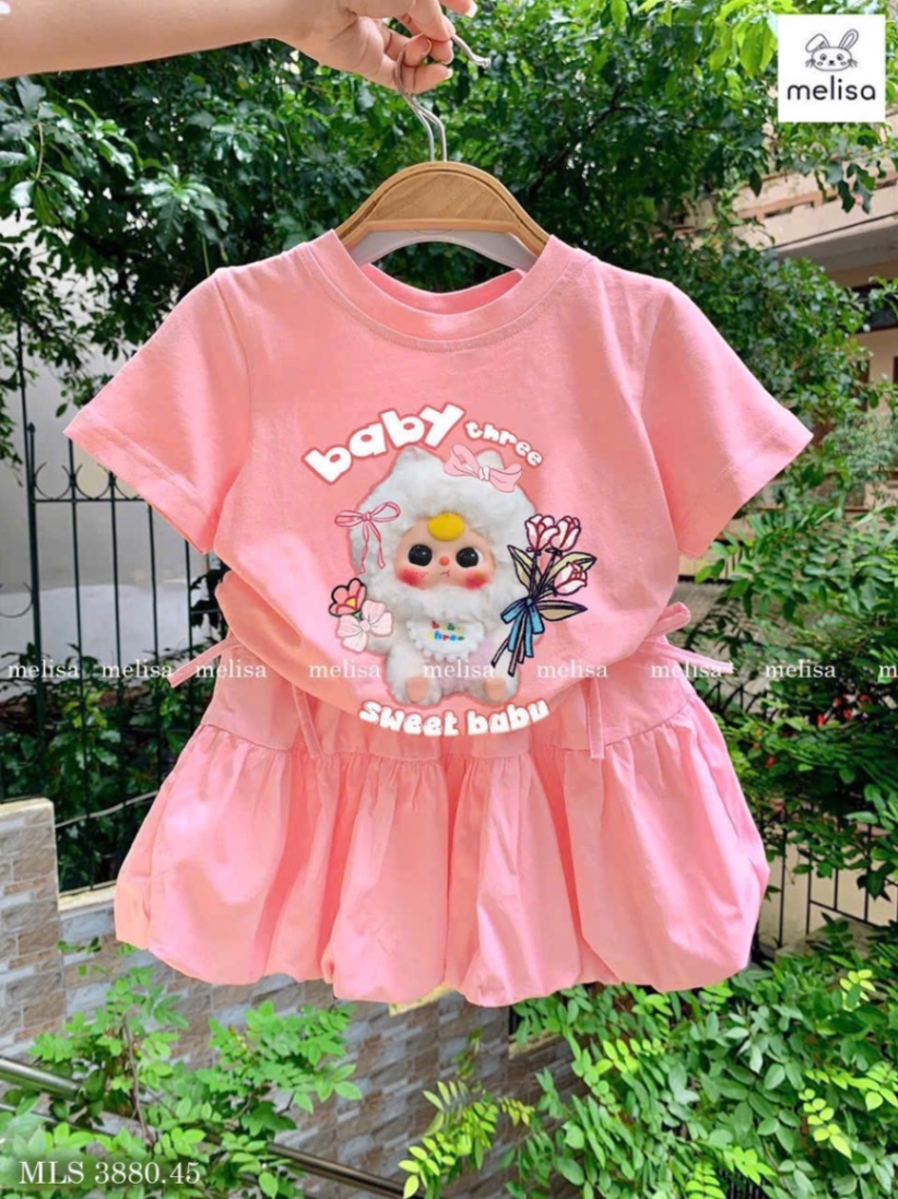 Sét bộ hồng babythree cv bồng bé gái
