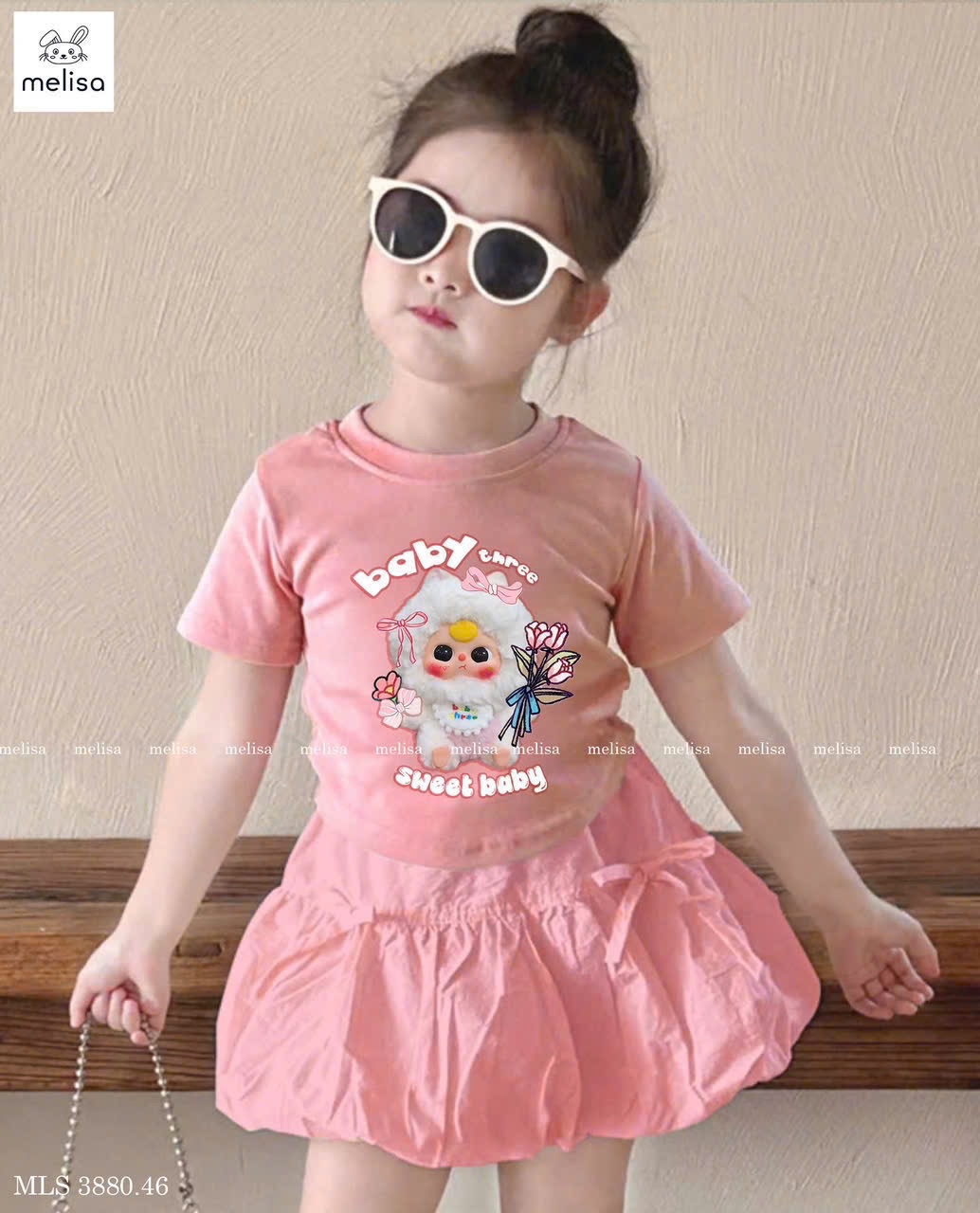 Sét bộ hồng babythree cv bồng bé gái