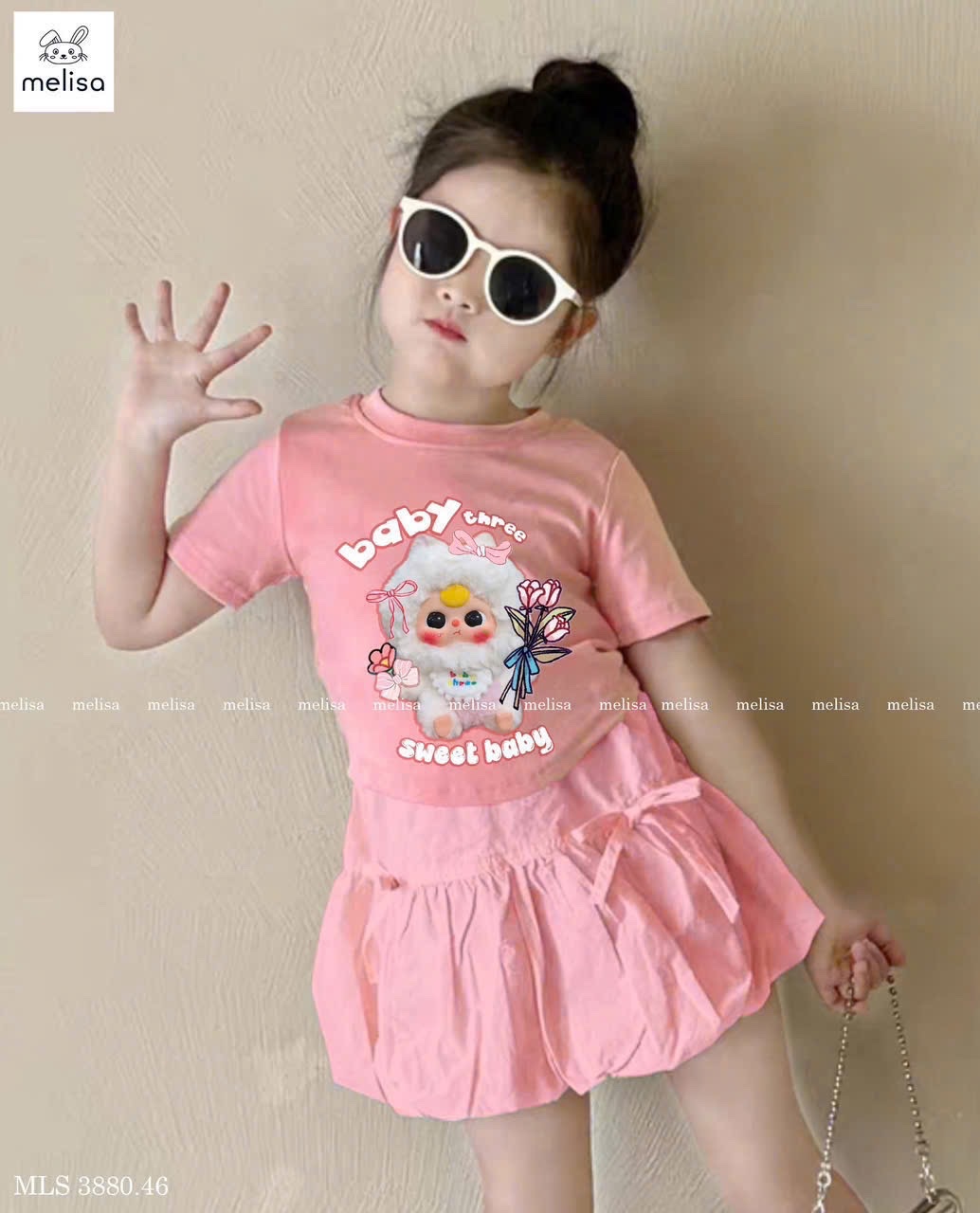 Sét bộ hồng babythree cv bồng bé gái