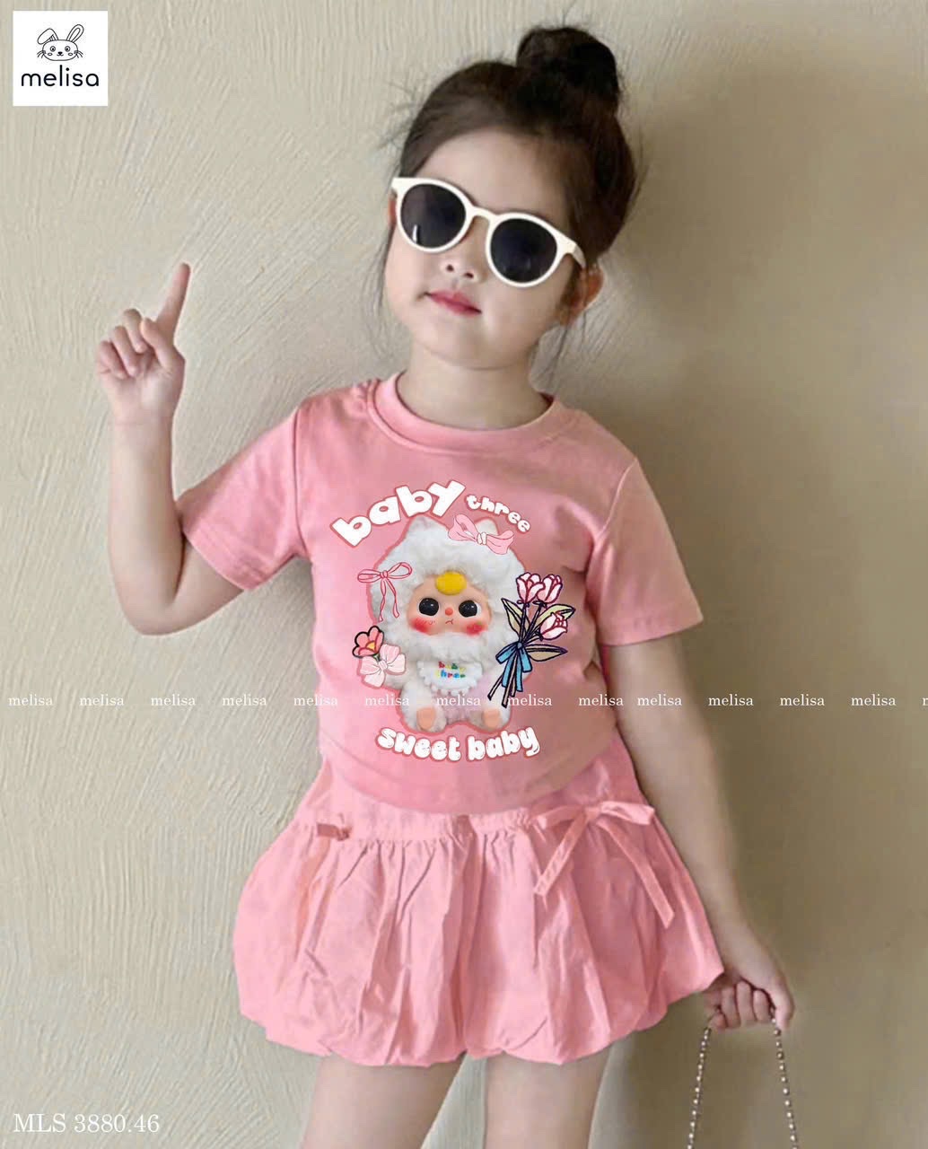 Sét bộ hồng babythree cv bồng bé gái
