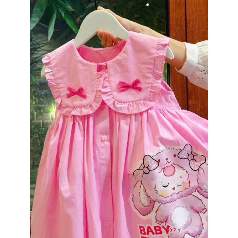 Váy babydoll baby three hồng bé gái