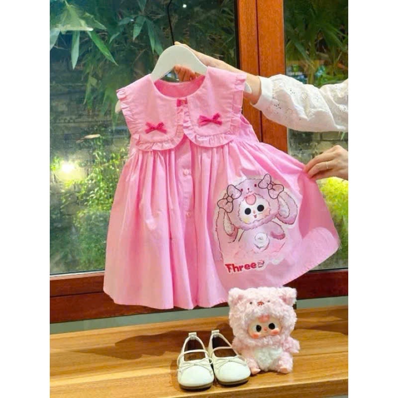 Váy babydoll baby three hồng bé gái